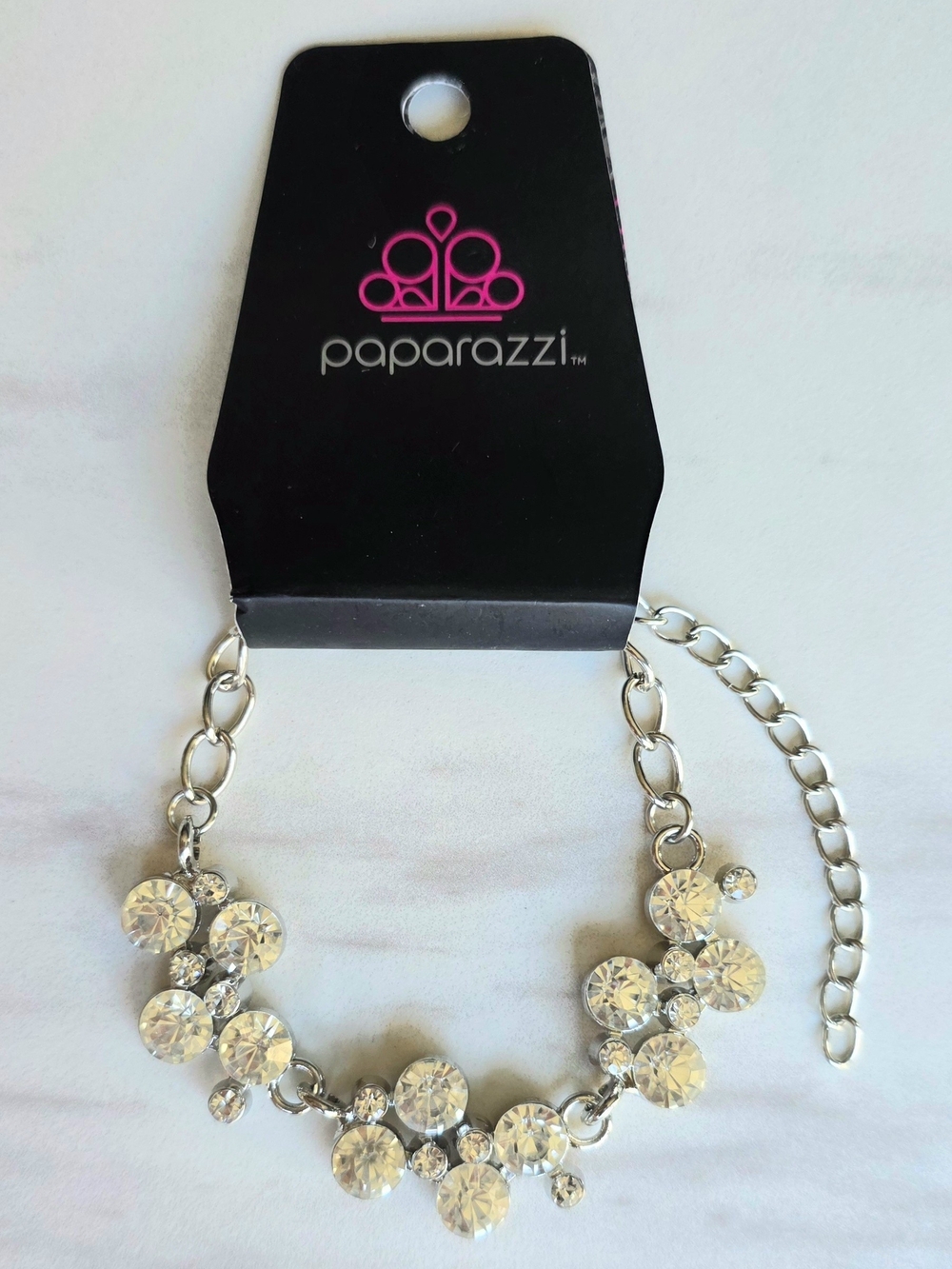Paparazzi Silver Crystal Cluster Bracelet - Clear 9"